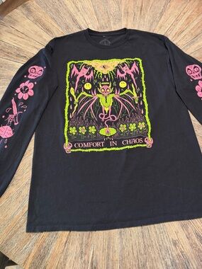 Wizard of Barge Long Sleeve Shirt Goth Punk Y2K Comfort in Chaos L demon bat